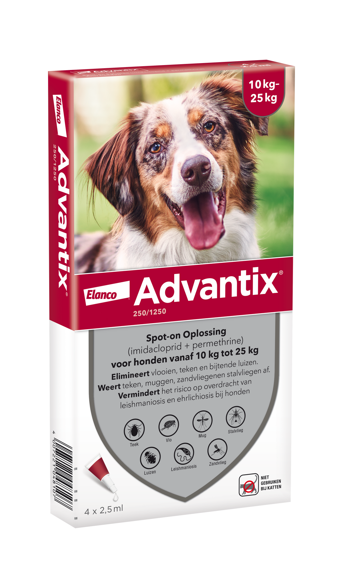 Advantix vlooien- en tekenpipet voor honden 250/1250 (10 tot 25 kg)