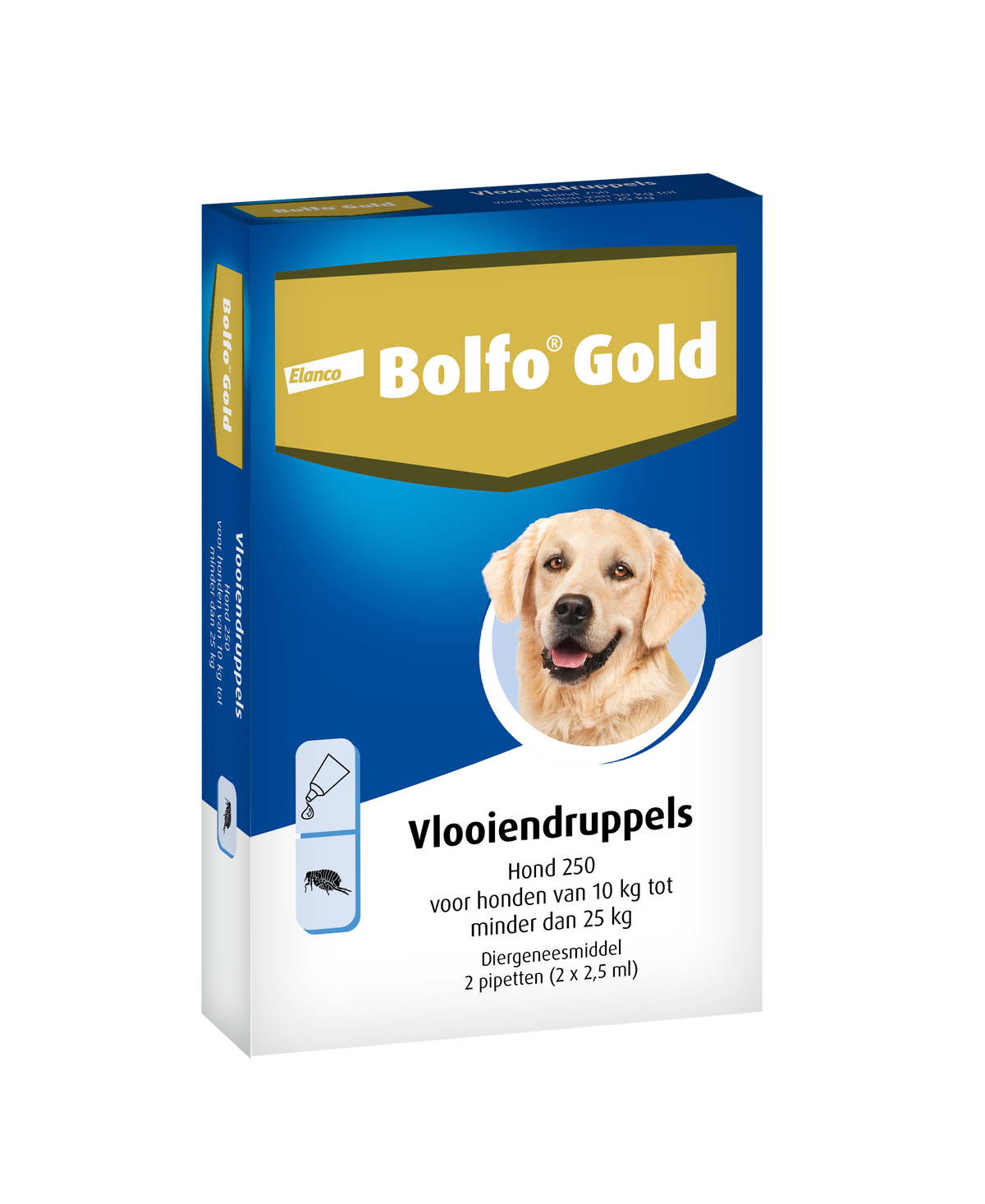 Bolfo Gold Flea Drops for Dogs - 10 to 25 kg - 250 mg 2 pipettes