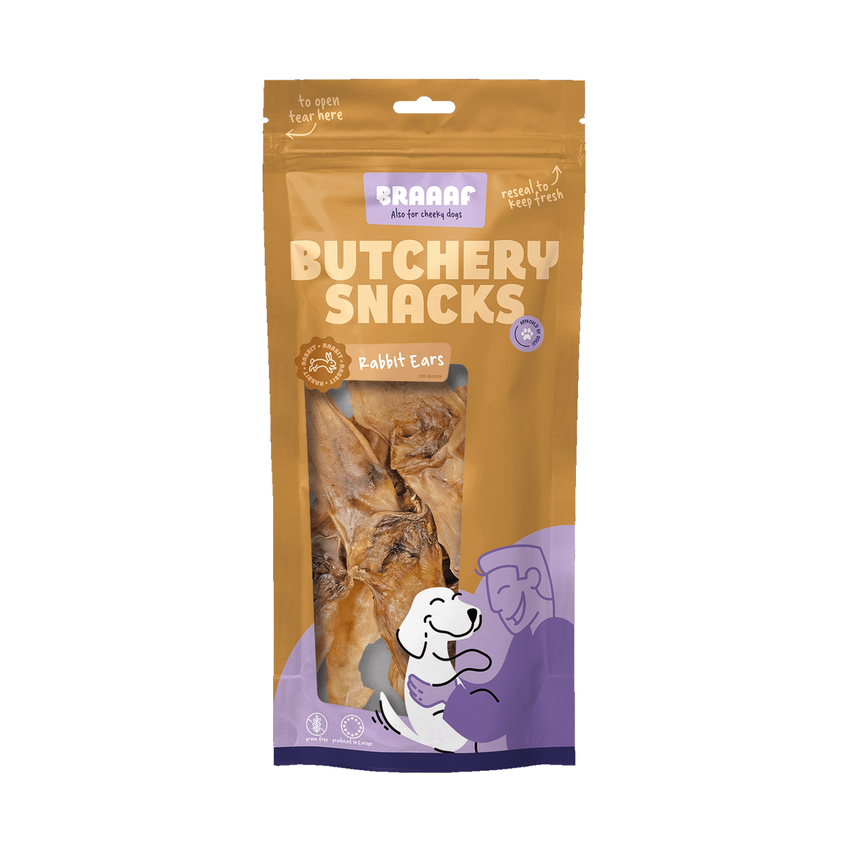 Braaaf Butchery Snacks Konijnenoren 80 g
