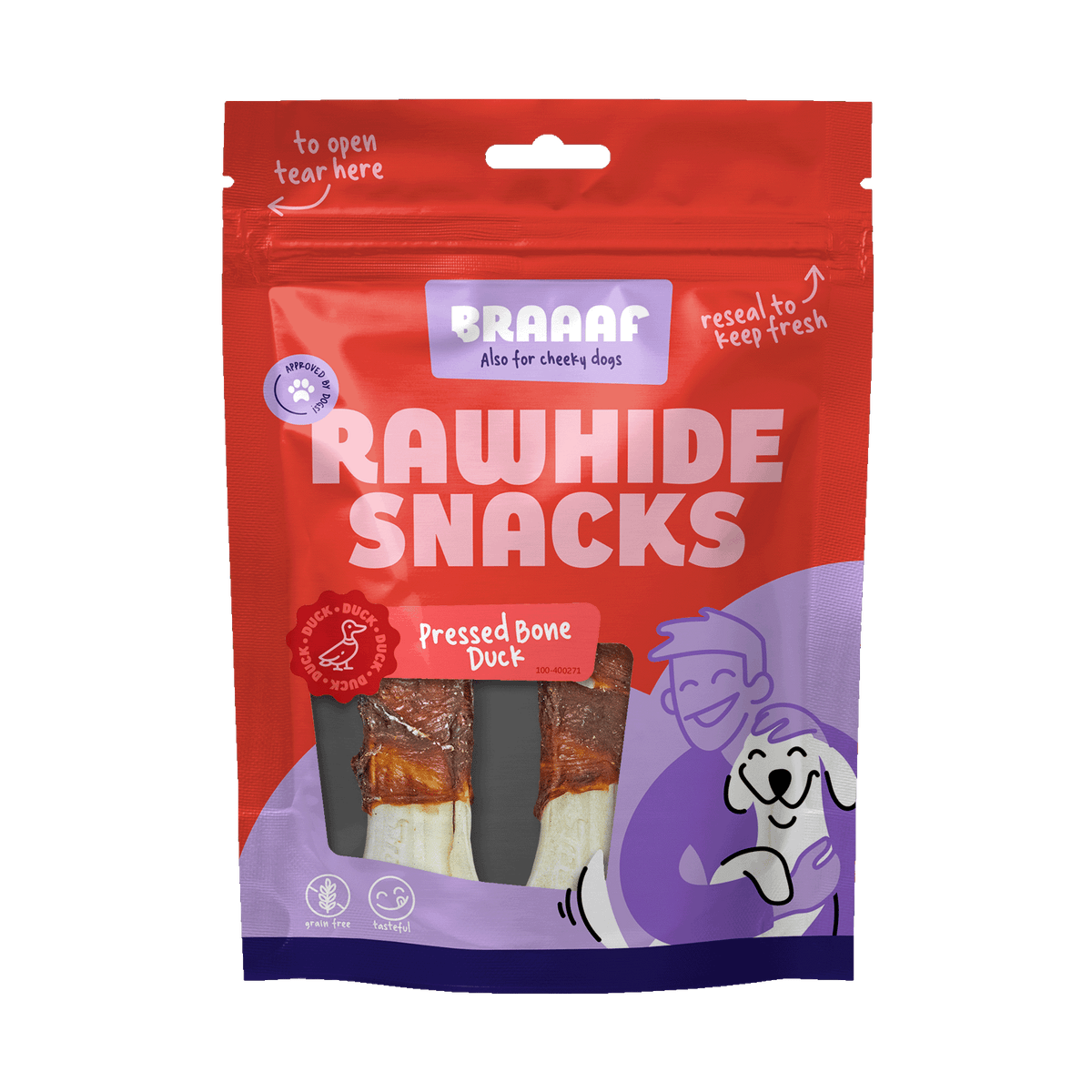 Braaaf Rawhide Pressed Bone Eend - 12,5 cm