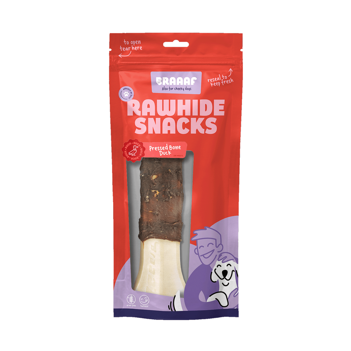 Braaaf Rawhide Pressed Bone Ente - 20 cm