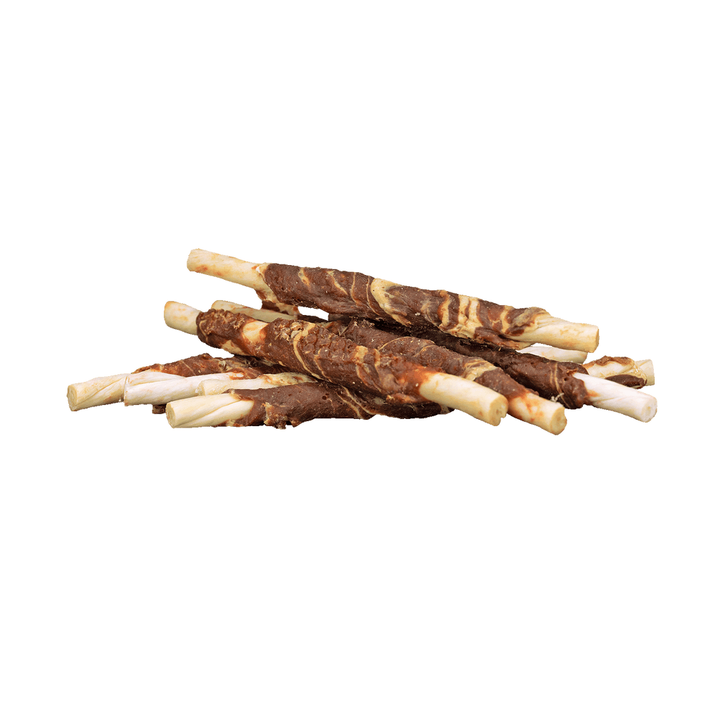 Braaaf Rawhide Roll Sticks Rund & Vis - 8 st.