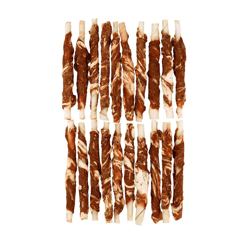 Braaaf Rawhide Roll Sticks Rund & Vis - 25 st.