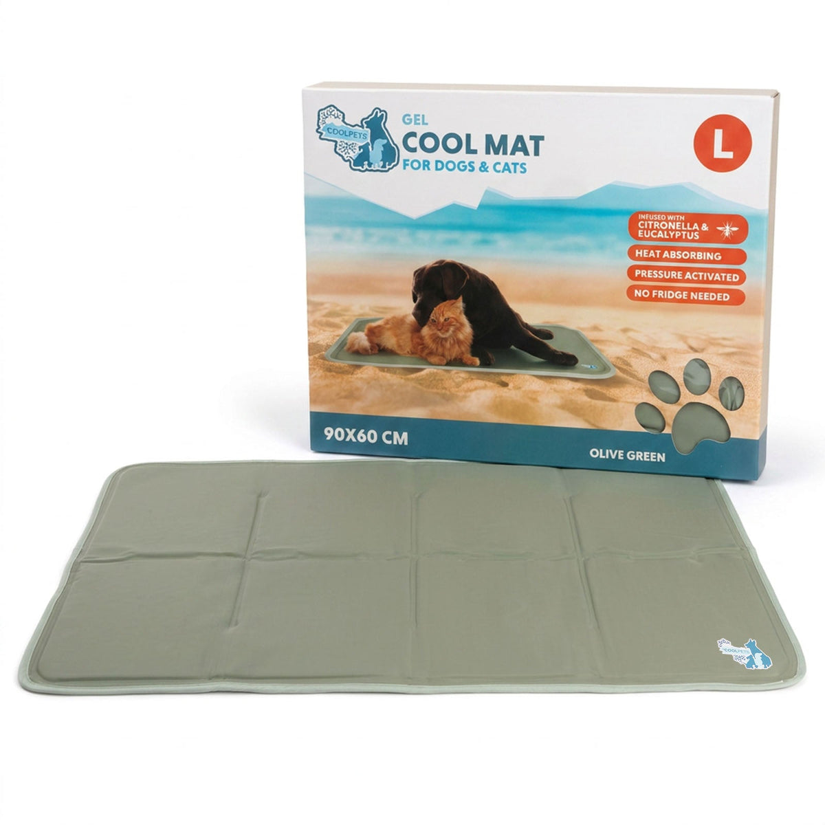 Coolpets Gel Cooling Mat Olijfgroen