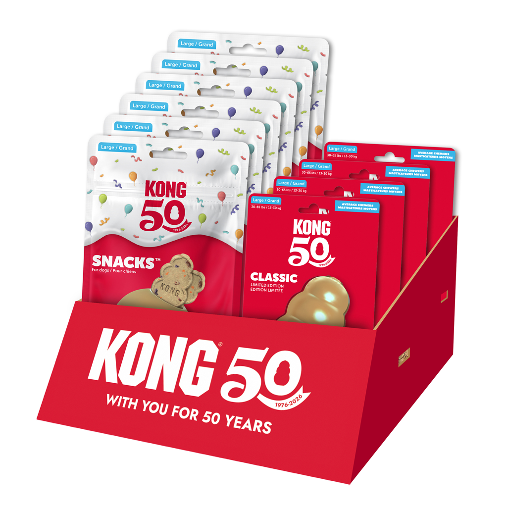 KONG 50th Anniversary KONG 50th Anniversary Lg Gold + snacks  Counter Top Display Standaard