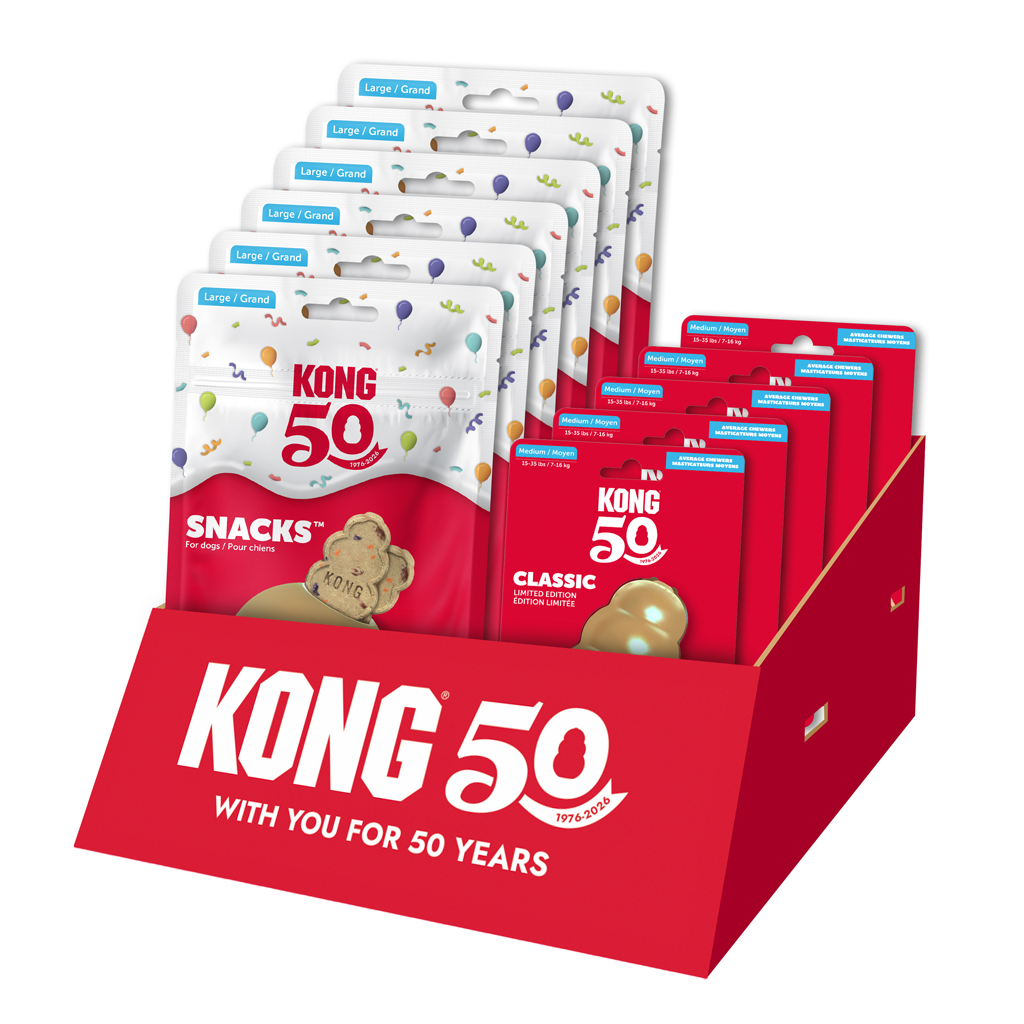 KONG 50th Anniversary Md Gold  + snacks  Counter Top Display Standaard