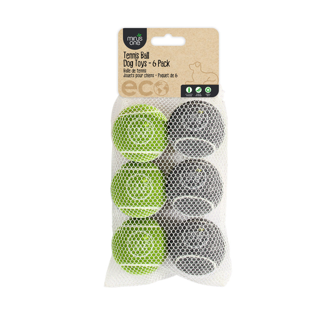 Minus One Bouncy Tennis Ball Dog Toys 6-pack