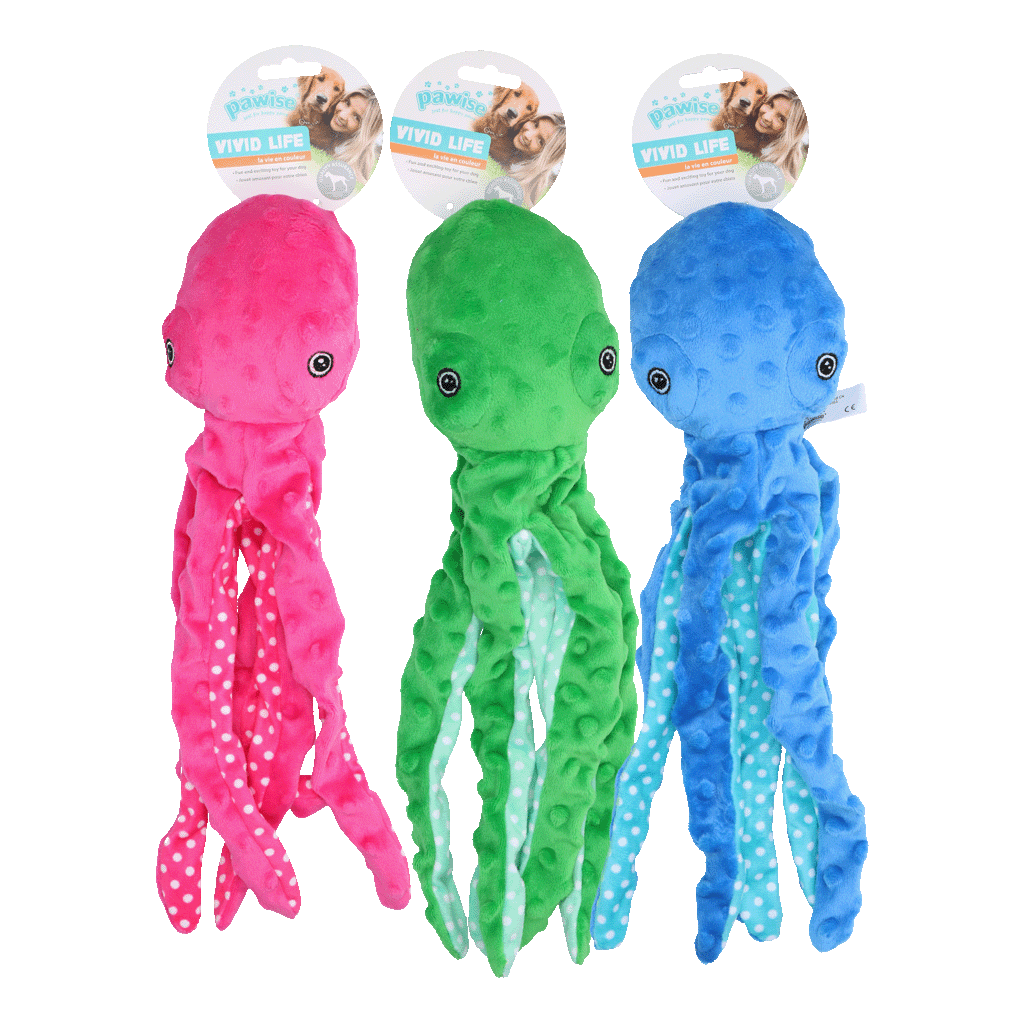 Pawise Multicolor Plush Octopus (3 colour assorted)