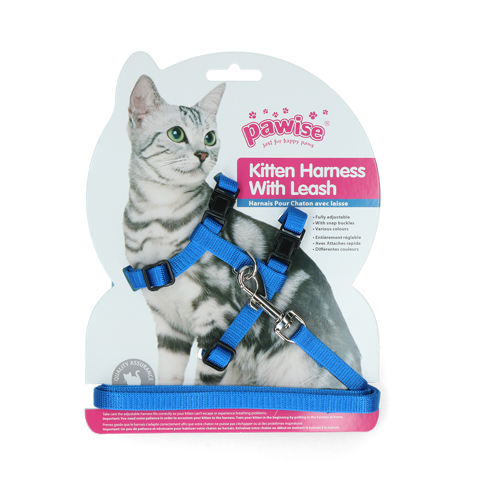 Pawise Kitten Harness With Leash Red/Blue