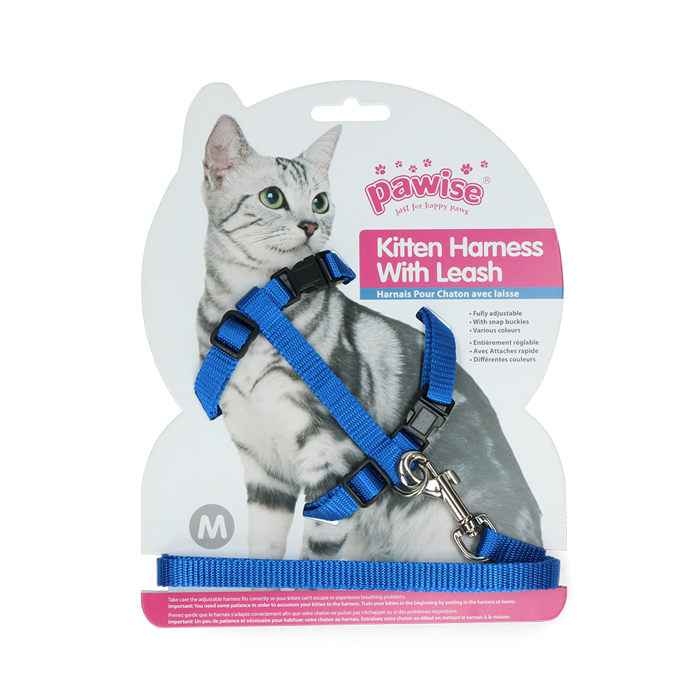Pawise Kitten Harness With Leash Red/Blue