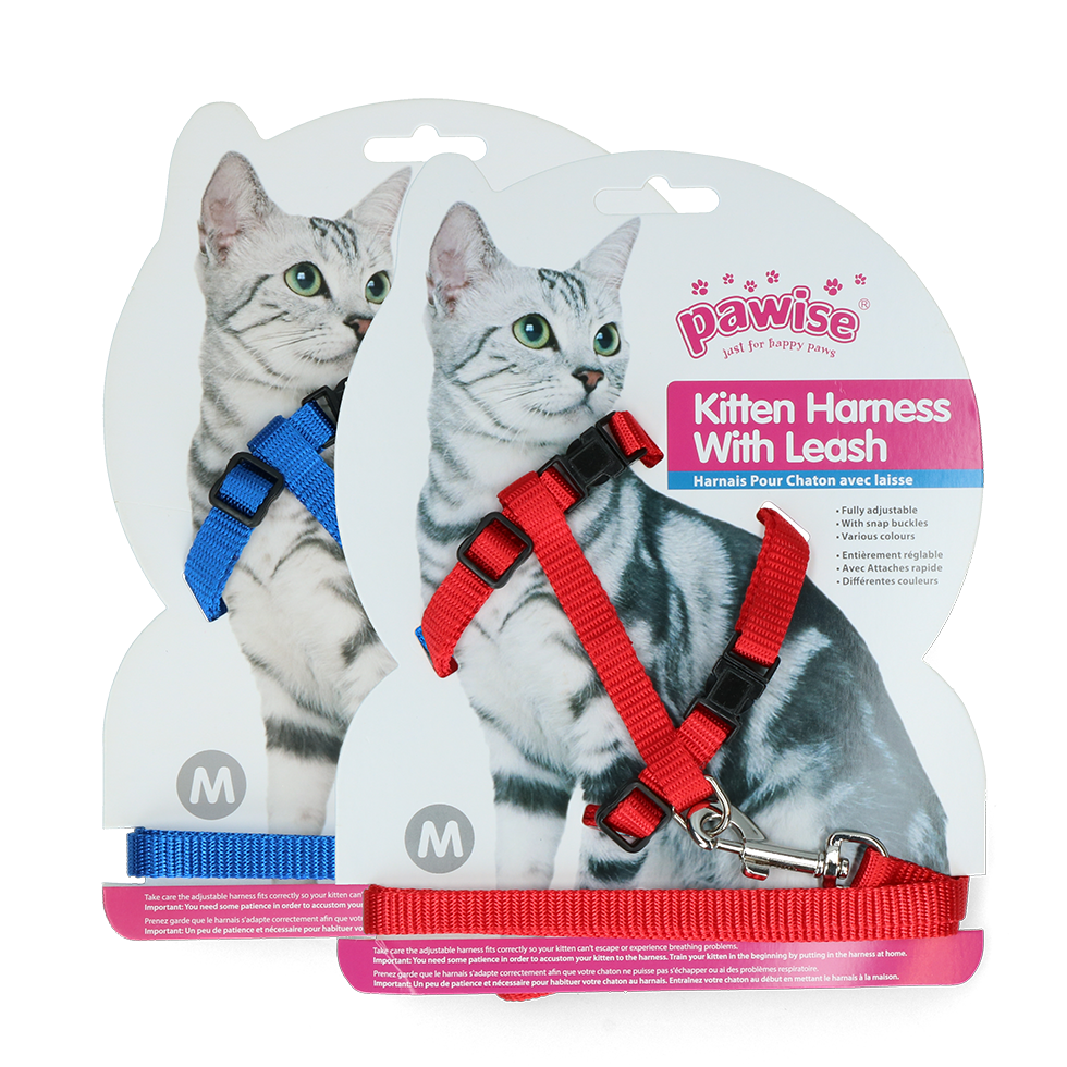 Pawise Kitten Harness With Leash Red/Blue