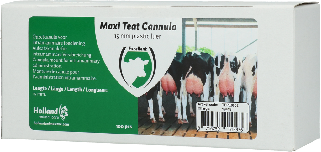 Excellent Maxi Teat Cannula 15 mm 100 pcs