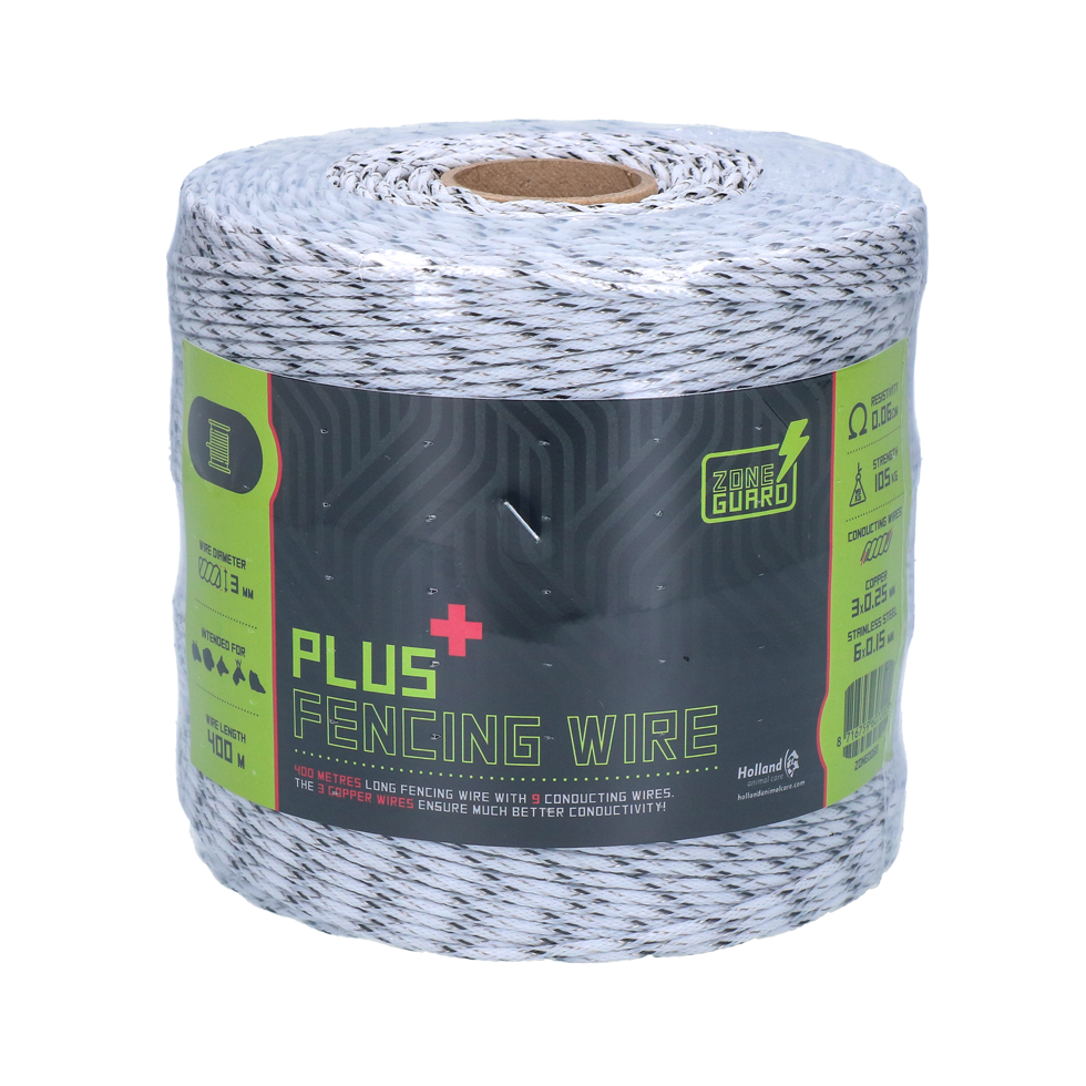 ZoneGuard 3 mm Plus afrasteringsdraad wit en zwart 400 m